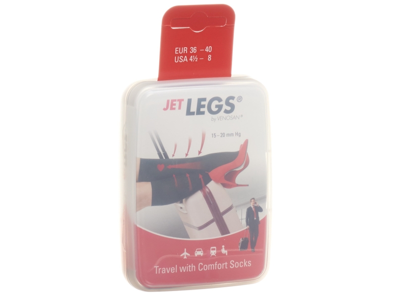 JET LEGS Travel socks 36-40 black Karton 1 Paar