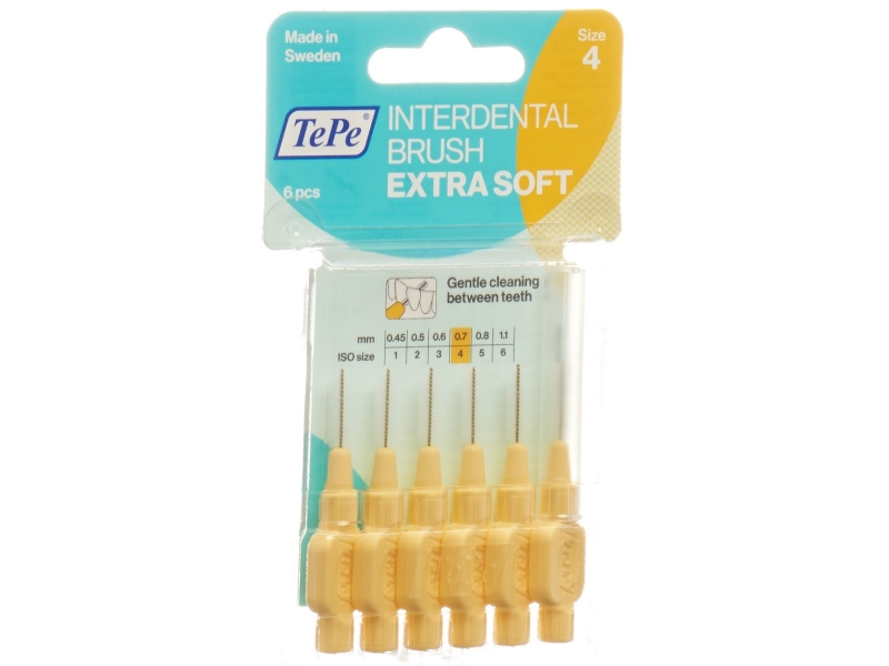 TEPE Interden Brush 0.7mm x-soft jaune blister 6 pièces